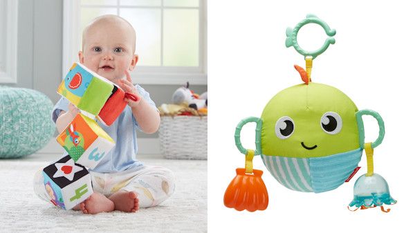 Miękkie klocki sensoryczne i Aktywizująca rybka Pierwsza zabawka maluch
